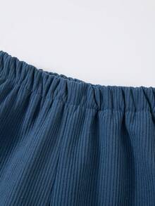 Set de 2 piezas de chaqueta con capucha y pantalones con cordón forrados de forro polar de moda para niños en otoño/invierno, conjunto deportivo casual