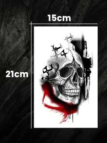 1pc Fashionable Skull Temporary Tattoo, Multipurpose Unisex One-Time Tattoo Sticker, Easy To Apply And Remove, Suitable For Body Art Fake Tattoo Stickers For Men And Women, Ideal For Halloween Party Art Decoration DIY Gift Stickers
