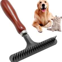 1pc Handheld Rake Metal Thick-Haired Pet Comb & Carpet Revitalizer - Dual-Use Tool For Pet Grooming Comb & Shag Rug Beautifier (4.3'' Wide, Heavy-Duty Carpet Rake, Multi-Surface Debris Remover, Home Refresh Essential) - Multicolor - View 2