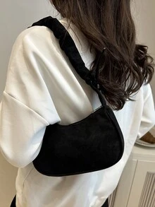 Women's Casual Solid Color Minimalist Shoulder Bag - Black - View 2