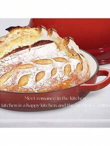 1pc 9.45-Inch Enameled Cast Iron Dutch Oven - Round Enamel Cast Iron Baking Pan With Lid, Ideal For Sourdough Bread & Homemade Bakes (Bread, Desserts, Pastries) - Multicolor - View 4