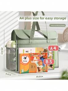 1pc Hook And Loop Flap Handbag, Large Capacity Multi-Layer Thickened A4 File Folder Bag For Students, Suitable For School, Tutoring, Classroom Gifts, Back To School Season - Single Piece - View 4