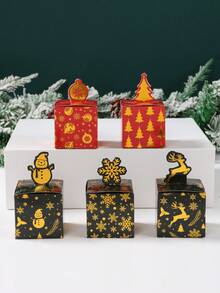 12pcs Christmas Mini Gift Box, Gold Snowflake Elk Style Gift Packaging Box For Christmas Party Supplies, Christmas Party Decorations 2025, Merry Christmas Party Candy Box, New Year Christmas Party Gift Packaging Supplies, Christmas Table Decor, Christmas Decor, Christmas Decorations For Home, Xmas Gifts, Christmas Gifts Party Favors, 2026 New Year Decor