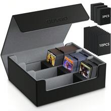 Caja de almacenamiento para más de 1800 cartas coleccionables, con cierre resistente, con 10 separadores y 3 tapones de espuma, compatible con cartas de MTG y Sport, color negro y gris. - Gris oscuro - Ver 8