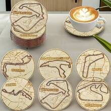 6pcs Formula Style Wooden Coasters Set