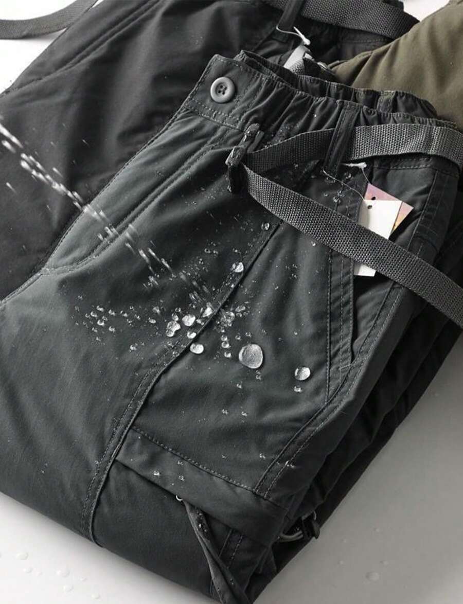 Thick Waterproof Fleece Cargo Pants For Men And Women, Multi-Pockets, Loose Straight Overall, Outdoor - 卡其色 - 查看 1