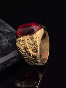 2025 New Design Handmade Men Jewellery Single Artificial Red Stone 316 Stainless Steel Rings For Men - Red - View 5