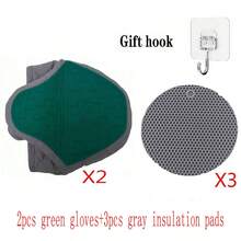 قفاز خبز متعدد الوظائف من السيليكون مع وسادة عازلة للحرارة - قفاز مطبخ مضاد للحرق مناسب للأطباق والصواني والأطباق - إكسسوار ضروري للمنزل