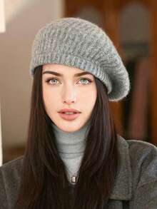 1pc Women Autumn Beret Hat, Simple Solid Color, Button Decoration, Versatile, Leisure Beanie, Retro Artist Cap, Elegant, Warm Halloween - Multicolor - View 20