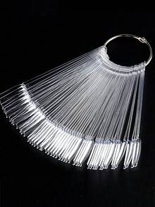 50pcs Clear False Nail Tips Set - Nature Sculpted & Fan Shape Display Sticks For Gel Polish Practice, Nail Art Training & Salon Color Swatch Boards, Essential For Beginners & Professional Nail Artists