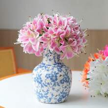 1/5PCS 人造百合花茎，简单的涤纶假花，适用于家居装饰、情人节、生日毕业礼物，适合新年、万圣节、圣诞节、婚礼胸花、生日、母亲节和家居装饰使用（款式随机）1PC/3PCS/5PCS 人造花采用柔软的聚氯乙烯材料制成，形状灵活且易于存放，非常适合家居装饰