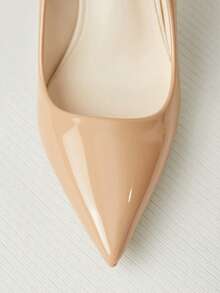 8厘米女士漆皮尖头细高跟鞋，性感时尚经典百搭，圣诞节冬季礼物 - 杏色 - 查看 3