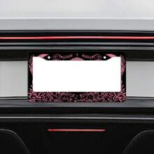 1pc Celestial Pink Skull Metal License Plate Frame - Stylish 6.3x12.2inch Car Tag Holder For Men & Women, Black With Celestial Design, Includes Screws And Caps, License Plate Covers - 6.3x12.2吋(16x31公分) - 查看 8