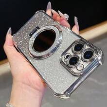 17英寸防震手机壳 + 亮粉色串珠挂绳 + 亮粉色圆形化妆镜 + 磁吸支架，兼容 17 Pro/16 Pro Max/Air，Galaxy S25/S25 Plus/S25 Ultra A07 A17 XM HW A5/ - 銀色 - 查看 3