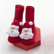 Calcetines navideños para bebé, bonitos calcetines de punto antideslizantes con diseño de reno y Papá Noel para invierno y otoño. - Papá Noel - Ver 3