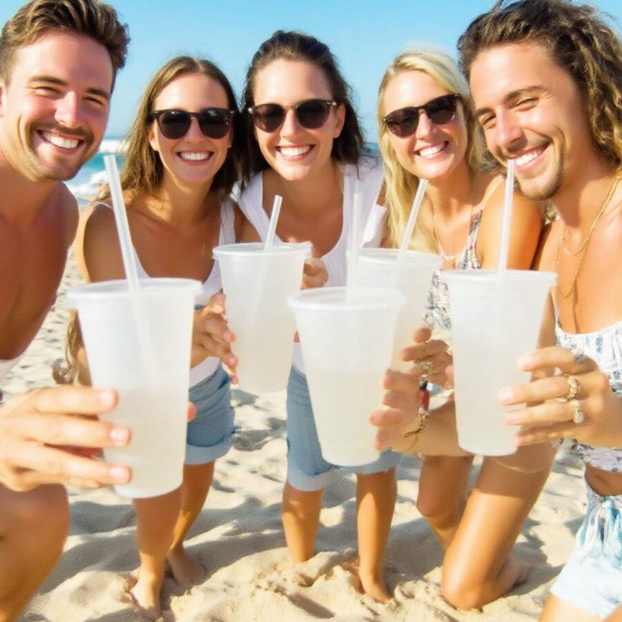 10/20/30 Pack Reusable 24oz Cups With Lids And Straws - Iced Coffee Cups, Plastic Travel Cups, Suitable Smoothies And Juices - Birthday Parties, Father's Day, Mother's Day Valentine's Day Halloween Christams Presents - 透明 - 查看 1