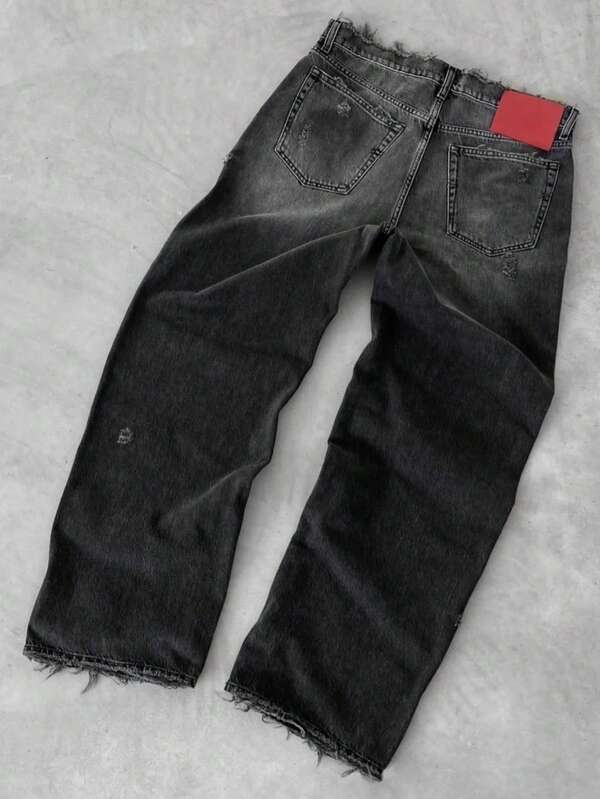 Pantalones vaqueros para niños para uso diario, simples y de moda con elementos deshilachados, elementos rasgados, estilos hip-hop y rap, adecuados para todas las estaciones y el verano, pantalones para hombres