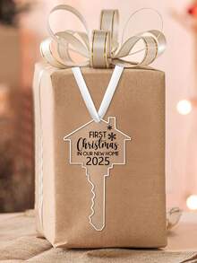 Il nostro primo Natale nella nostra nuova casa 2025, decorazione appesa in acrilico trasparente a forma di chiave, regalo di inaugurazione della casa, regalo di trasloco per famiglia/amici, decorazione per feste natalizie e di casa, ornamento natalizio per l'albero di Natale