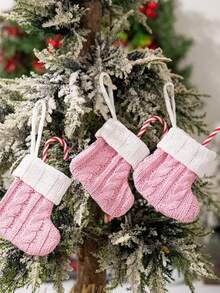 1PC Pink,Gray Knit Stocking,Christmas Stockings, Hanging Stockings Socks Double Sided Fireplace Hanging Stockings, Suitable For Party Decoration New Year Party Gift Favors Supplies,Personalized Initial Stocking, Family Holiday Room Decor Home Decor Bedroom Decor Christmas Decoration Christmas Gifts ﻿ Christmas Decorations Winter Christmas Decorations Home Christmas Gifts Christmas Decor