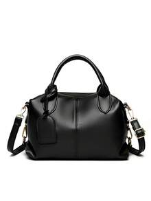 A Stylish Women's Bag Suitable For Mother Gift Bags Simple Casual Ladies Single Shoulder Crossbody Bag Middle-Aged Mother Bag Soft Leather Large Capacity Ladies Handbag White-Collar Women Commute Bag Hand Bag Office - Black - View 5