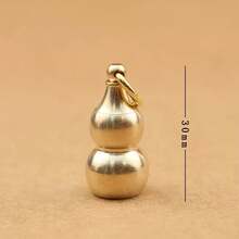 1 pieza Caja de almacenamiento con forma de calabaza pequeña, caja de primeros auxilios para guardar medicinas, vitaminas y aceite de pescado, cuentas de llavero de calabaza de cobre de Feng Shui, para la buena suerte, la riqueza, la salud y el éxito, regalo para amigos, familia y seres queridos - Amarillo - Ver 11