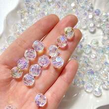 Mărgele acrilice ovale, culoare AB, albe, transparente, tăiate, 8 mm/10 mm, 200 buc/400 buc, potrivite pentru brățări împletite DIY, coliere, cercei, bijuterii, accesorii de păr/accesorii pentru încălțăminte/îmbrăcăminte/ornamente, materiale decorative, mărgele decorative