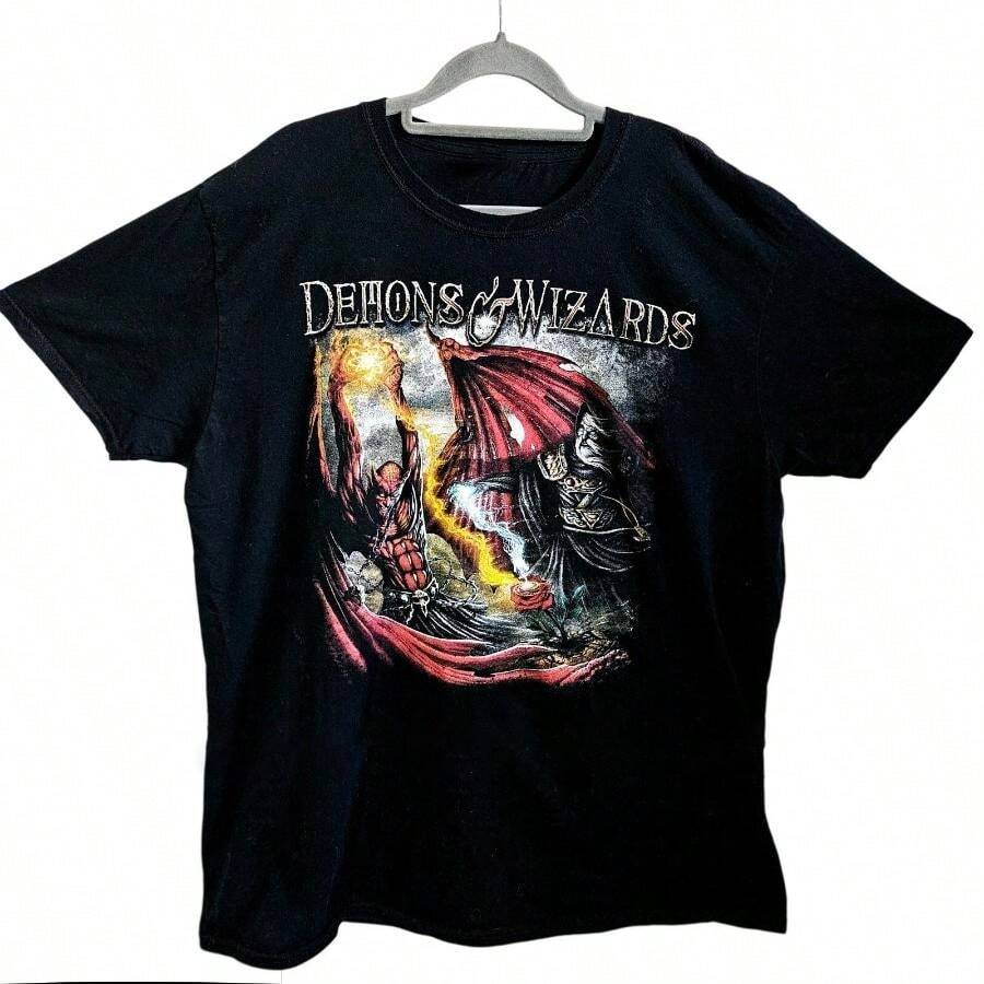 Demons & Wizards Black Metal Tee Heavy Cotton Shirt UU1012 - 黑色 - 查看 1