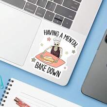 1PC Having A Mental Bake Down Funny Sticker, Dark Humor Sarcastic Vinyl Decal, Cute Skeleton Baking Lover Gift, Laptop Water Bottle Kitchenaid Mixer Sticker, A Perfect Accessory For Every Baker Who Wants To Show Off Their Dark Humor And Love For Baking
