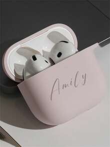 [Customized]Personalized Custom Luxury Engraving Name Letter Customized Cover Compatible With Airpods 1 2 3 4 Pro 2 Silicone Earphone Case