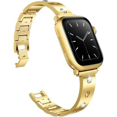 Jewelry Bracelet Bands Compatible With Apple Watch 46mm 45mm 44mm 49mm 42mm 41mm 40mm 38mm For Women Stylish Diamond Metal Strap For  Series 1 - 10 SE Ultra Dressy Wristband Fashion Accessory