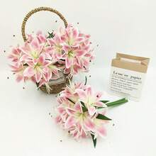 1/5PCS 人造百合花茎，简单的涤纶假花，适用于家居装饰、情人节、生日毕业礼物，适合新年、万圣节、圣诞节、婚礼胸花、生日、母亲节和家居装饰使用（款式随机）1PC/3PCS/5PCS 人造花采用柔软的聚氯乙烯材料制成，形状灵活且易于存放，非常适合家居装饰