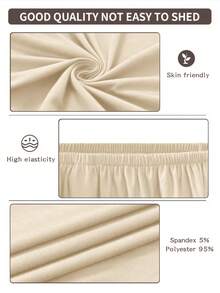 1件装现代简约弹力沙发套，聚酯纤维材质，可机洗，保护沙发免受灰尘和污垢侵扰，四季皆宜，可拆卸可水洗的沙发垫套 - 米色 - 查看 7