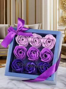 1 pieza Jabón de baño con forma de pétalo de rosa con aroma a rosa, jabón de baño con aceite esencial de rosa suave, caja de regalo para el Día de San Valentín, regalos de boda, regalos para despedida de soltera, flores secas