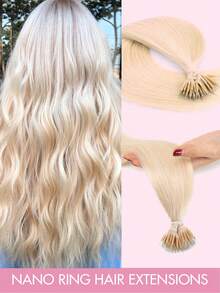 50 Peças Extensões de Cabelo Humano com Anéis Nano, 0,7g/Fio, Micro Links Loiros Retos Pré-Colados, Aplique de Cabelo Feminino, Material de Cabelo Natural, Fácil de Instalar, Acessórios de Cabelo, Extensões de Cabelo Humano com Luzes, Essenciais para Feriados, Festivais, Halloween, Natal, Escola, Festa, Casamento, Uso Diário, para Todas as Pessoas e Mulheres, Noiva