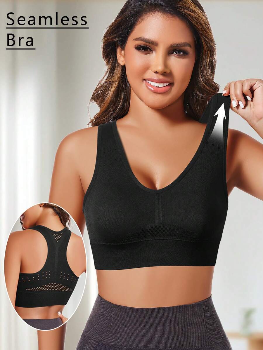 Reggiseni sportivi da donna, traspiranti, con schiena a racer, top senza fili per yoga e palestra, biancheria intima da allenamento