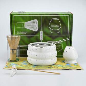 4pcs/7pcs/Set Japanese Style Matcha Tea Set With Tool Rack, Including Bowl, Whisk, Spoon, Great Gift For Ceremony, Traditional Japanese Style Decoration Back To School