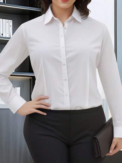 HOMEYEE Áo cánh dài tay công sở thanh lịch chuyên nghiệp cỡ lớn dành cho nữ