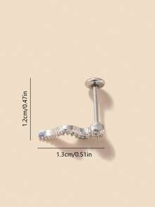 1pc Minimalist Copper Alloy & Cubic Zirconia Snake, Leaf, Crown Shaped Cartilage Earring, Suitable For Women's Daily, Work And Leisure Wear