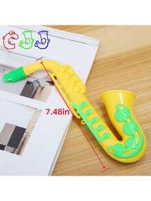 قطعة واحدة آلة موسيقية بلاستيكية وهمية بألوان عشوائية، مصنوعة من البلاستيك يمكن النفخ فيها، دعامة لأداء الحفلات، هدية للحفلات، هدية للعودة إلى المدرسة/التخرج، دعامة أداء وتفاعلية للأولاد والبنات