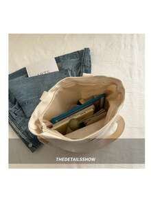 1pc Large Capacity Tote Canvas Bag - Suitable For Both Work And Leisure, This Stylish Shoulder Bag Can Be Used As A Large Beach Bag, A Book Tote, A Clinical Bag, A Nurse's Tote Bag, Or A Handleable Laundry Tote Bag. In Other Words, It Is A Practical Bag For Every Woman In The Sun. When You Are Handling Errands, Work, Or General Life, This Durable Handbag Will Be Your Reliable Companion And Is Also Very Easy To Clean.