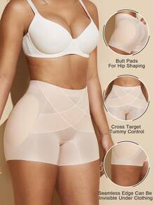 Pantalones cortos moldeadores para mujer con almohadillas desmontables para levantar el trasero, realzan las curvas y proporcionan un mejor efecto de elevación - Albaricoque - Ver 2