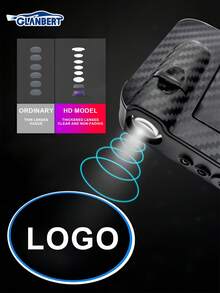 GLANBERT 2 piezas Luces LED de bienvenida con patrón de fibra de carbono, luces de proyección de logotipo inalámbricas, luces de cortesía decorativas con sensor automático compatibles con BMW, Audi, Opel, Mercedes-Benz, etc.