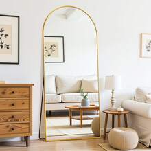 Furnbar Arch Floor Mirror, 58"X19" Full Length Mirror - Freestanding Full Body Mirror With Stand For Bedroom Or Living Room,Amber,Lavender,Persimmon,Pistachio,Sapphire - Gold - View 2
