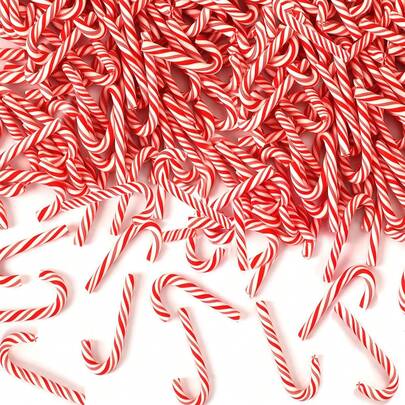 30pcs Mini Christmas Candy Cane For Crafts, Fake Candy Canes Ornaments Decorations, Xmas Table Scatters, Red And White Candy Vase Filler For Decorations Party, DIY Mini Candy Canes, Bottle Decorations, Christmas Tree Ornaments, Christmas Decorations, Jewelry DIY Earring Accessories