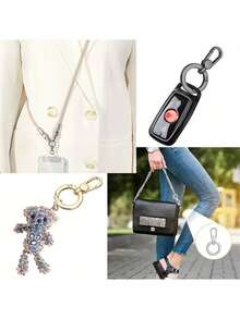 1/2 套双螺旋弹簧钩，旋转龙虾扣金属弹簧钩带环，适用于 DIY 手工艺品、挂绳、钥匙链、手提包、背包、钱包、肩带、钥匙圈、手机壳、DIY 用品、单肩包，金色、枪黑色、银色可选，男女通用 - 彩色 - 查看 3