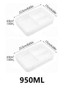 1pc/2pcs Transparent Sealed Food Storage Container With Lid, Compartment Bento Lunch Box, Fridge Storage, Kitchen Organization, Portable Outdoor Thermal Bento Box, Suitable For Home, Office, Picnic, School, Dorm, Festive Gatherings, Holiday Gifts