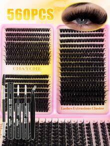 Bộ nối mi tự làm - Độ dài hỗn hợp 10-16mm, gồm các cụm 10D, 20D, 30D và 40D, kiểu mắt mèo, cosplay, kiểu Nga, tự nhiên, dày và ấn tượng, bao gồm keo dán và keo bịt kín, nhíp, dành cho người mới bắt đầu, độ dày 0,07mm, uốn cong chữ D, thích hợp sử dụng tại nhà. - Màu vàng - Xem 7