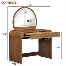 MERAX 39" Makeup Vanity Table With Mirror Touch Screen Lighted Mirror, Dressing Table With Drawer For Bedroom,Espresso - 濃縮咖啡 - 查看 4