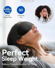 Weighted Eye Mask For Sleeping - Blackout Sleep Mask For Women Men, FACEMOON Lash Extension Eye Covers, Memory Foam, 3D Contoured, Airplane Travel Essentials, Blindfold For Meditation(Gray) - Black - View 7