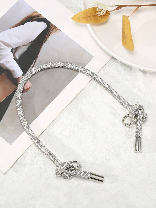 1 szt. Damska modna, błyszcząca, zdobiona kryształkami wieczorowa torebka z grubym łańcuszkiem, odpowiednia do torebek wieczorowych i codziennego użytku, pasuje do wszystkich typów torebek